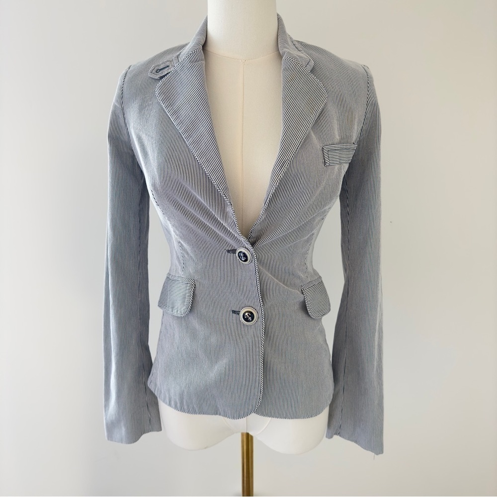 Mango Navy Women's Tailored Blazer with Notched Lapels Size 2